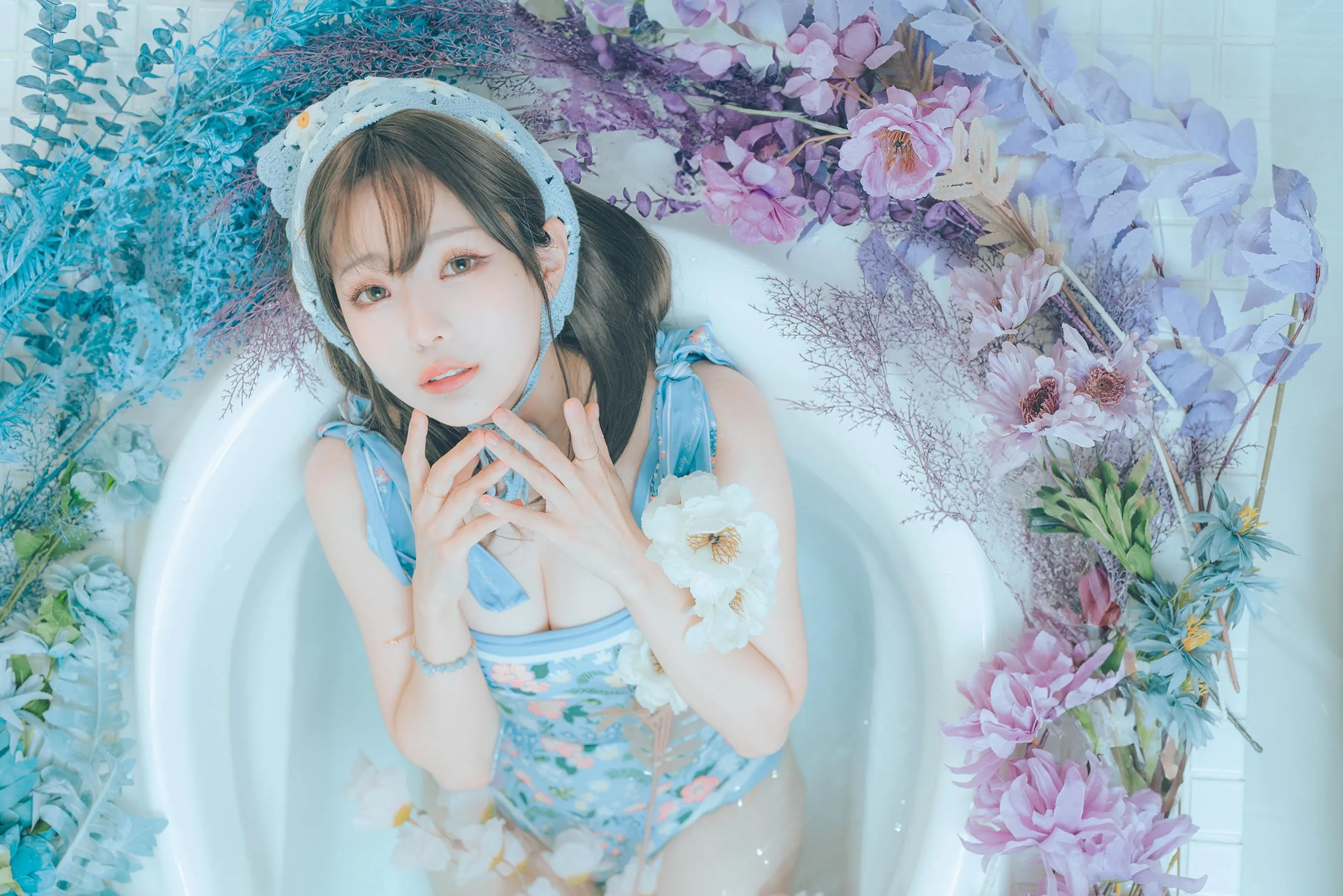 ElyEE子 – NO.122 2023.august D-復古水藍花 Vintage Aqua Blossom [39P]插图5